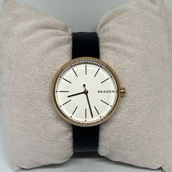 Skagen Signatur SKW2592 Women's Black Leather Analog Dial Quartz Watch HME303 - Picture 1 of 11